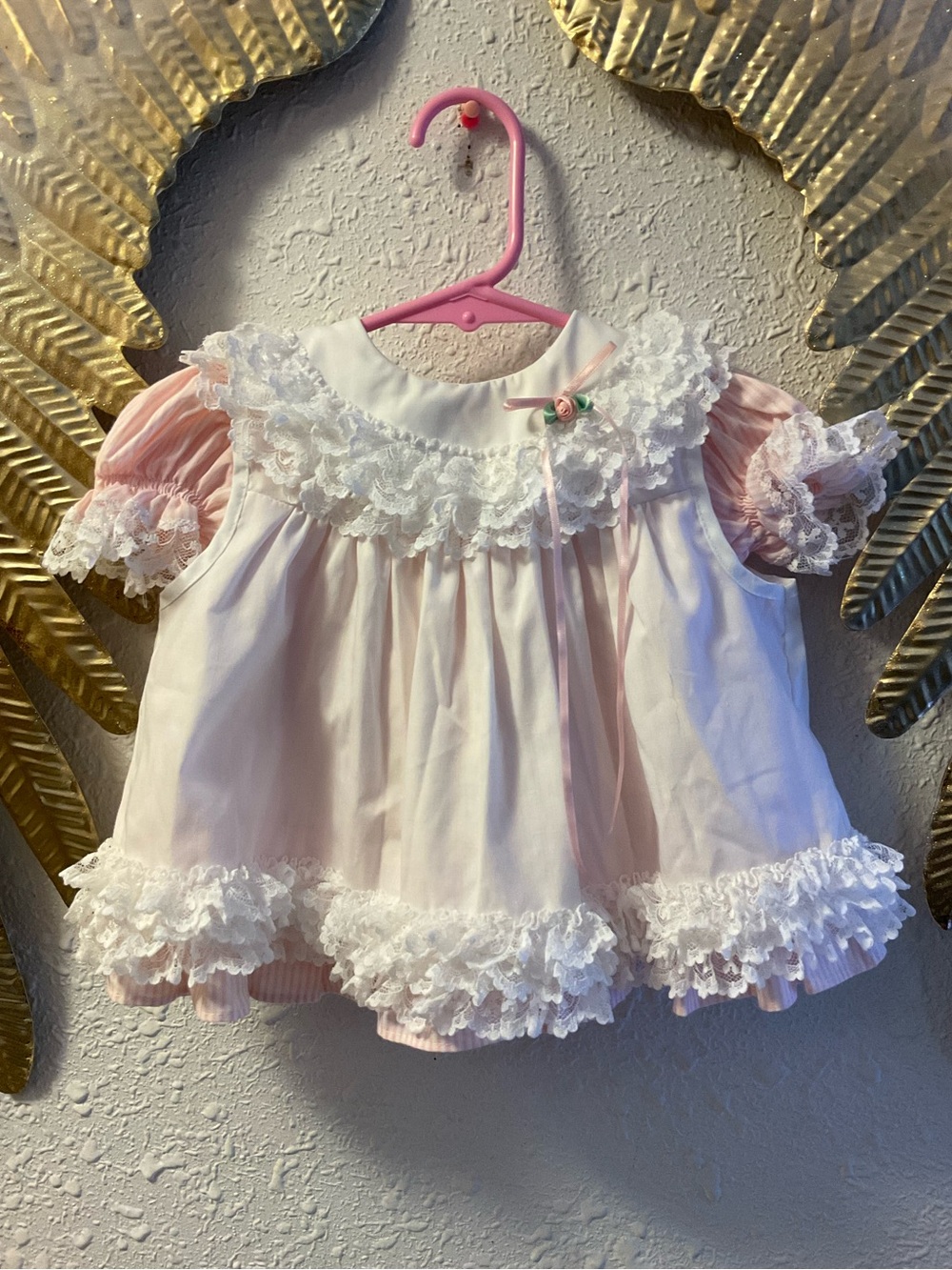 Vintage Bryan Baby Girl Pink Ruffle Dress 3-6 months
